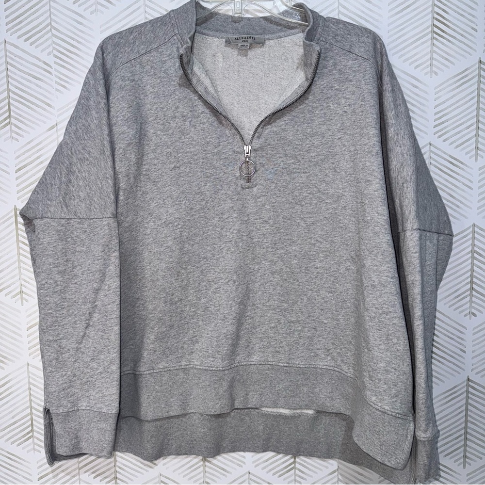 AllSaints  1/4 Zip Artillery Sweatshirt‎ Women’s Size XS/S Gray